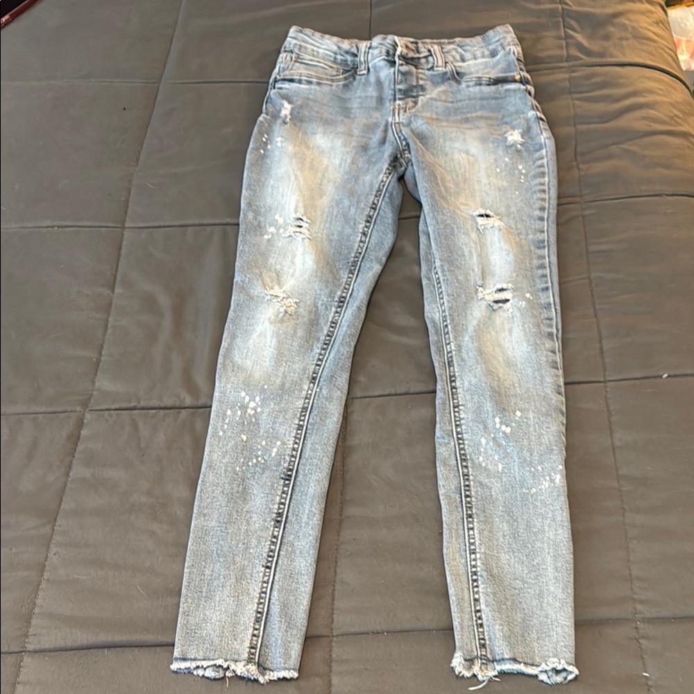 Imperial Star Girls Distressed Blue/Gray Girls Jeans